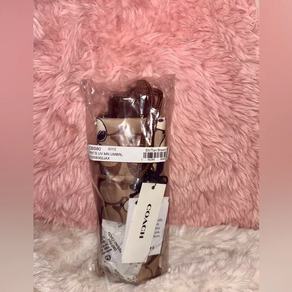 Coach NEW Coach X Peanuts Snoopy Print Brown Multi UV Protection Mini Umbrella - Picture 5 of 16